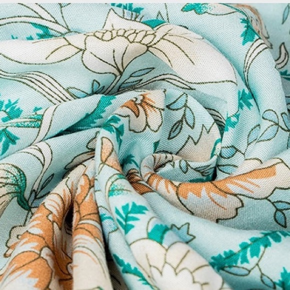 Aqua Floral Print Cottagecore Size 6 - Picture 7 of 9